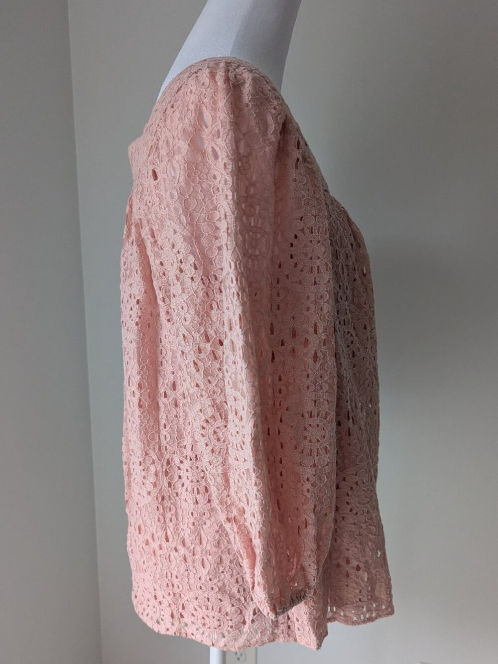 LC Lauren Conrad Square Neck‎ Peasant Top Shirt Size Small Floral Pink - Picture 3 of 8